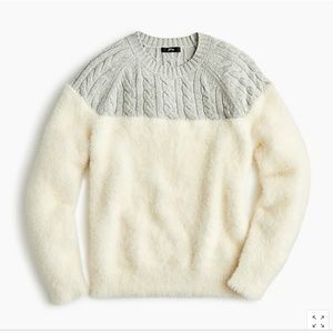 J.Crew CABLE FUZZY WOOL CREWNECK SWEATER-K4660